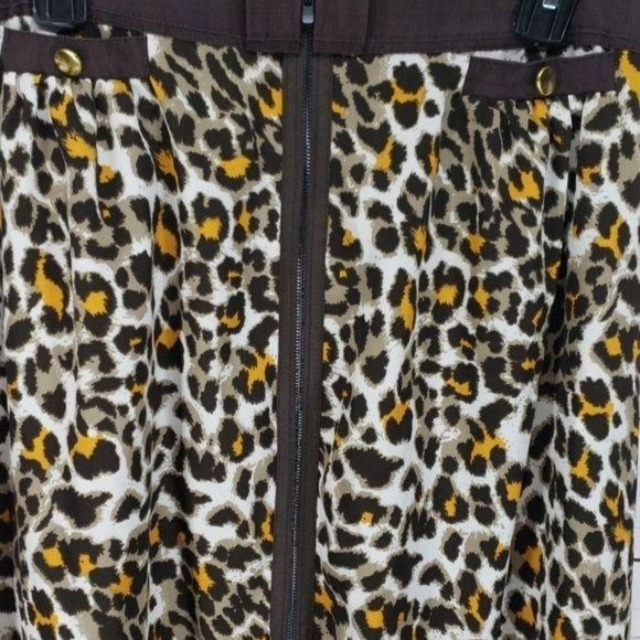 JW Woman Plus Size Leopard Animal Print Flare Exposed Zipper Skirt Size 14W - Picture 5 of 8